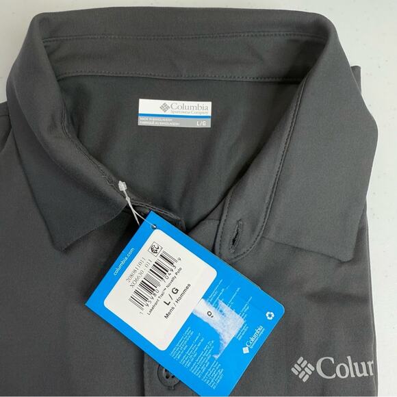 NWT Columbia Lakefront Trail Men’s Size L Dark Gray Golf Novelty Polo - Picture 10 of 12